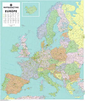 Iceland Fine Art Print Collection: Europe Political Map