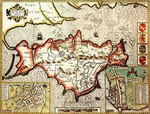 John Speed Canvas Print Collection: Isle of Wight Historical John Speed 1610 Map