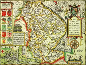 British Empire Maps Photo Mug Collection: Lincolnshire Historical John Speed 1610 Map