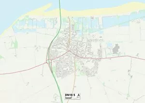 Green Sandpiper Glass Coaster Collection: North Lincolnshire DN18 5 Map