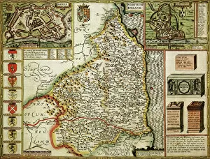 John Speed Fine Art Print Collection: Northumberland Historical John Speed 1610 Map