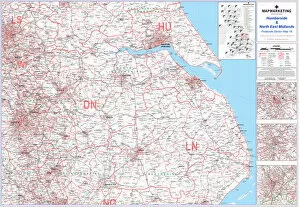 Sheffield Photographic Print Collection: Postcode Sector Map sheet 18 Humberside and North East Midlands