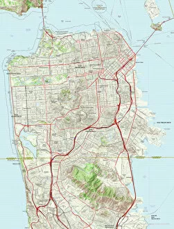 California Mouse Canvas Print Collection: San Francisco City Map