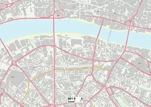 SE - London SE Framed Print Collection: Southwark SE1 9 Map
