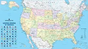 Maps Metal Print Collection: USA Political Map