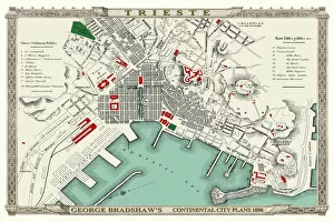 Street art Collection: George Bradshaws Plan of Trieste, Italy 1896