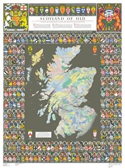 Maps and Charts Canvas Print Collection: The Historic Map of Scotland 'Scotland of Old'