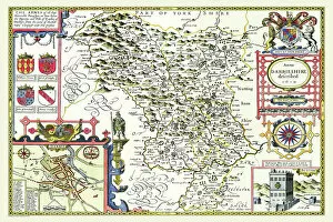 John Speed Photographic Print Collection: Old County Map of Derbyshire 1611 by John Speed