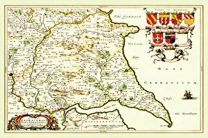 Willem Janszoon Blaeu Photo Mug Collection: Old County Map of the East Riding of Yorkshire 1648 by Johan Blaeu from the Atlas Novus