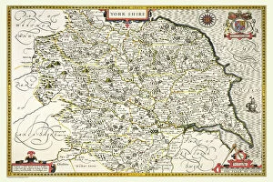 John Speed Canvas Print Collection: Old County Map of Yorkshire 1611 by John Speed