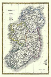 Maps Premium Framed Print Collection: Old Map of Ireland 1852 by Henry George Collins