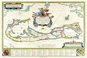 Maps Collection: Old Map of The Island of Bermuda 1635 by Willem & Johan Blaue from the Theatrum Orbis Terrarum