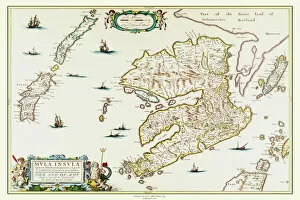 Willem Janszoon Blaeu Photo Mug Collection: Old Map of the Isle of Mull Scotland 1654 by Johan Blaue from the Atlas Novus