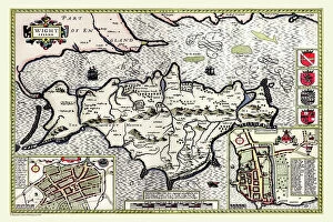 British Empire Maps Canvas Print Collection: Old Map of The Isle of Wight 1611 by John Speed