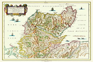 Willem Janszoon Blaeu Greetings Card Collection: Old Map of Northern Scotland 1654 by Johan Blaeu from the Atlas Novus