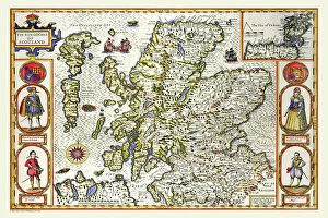 Scotland and Counties PORTFOLIO Poster Print Collection: Old Map of Scotland 1611 by John Speed