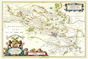 Blaeu Collection: Old Map of Teviotdale Scotland 1654 from the Atlas Novus