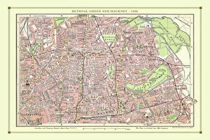 Masterful detailing in art Premium Framed Print Collection: Old Street Map of Bethnal Green and Hackney 1908