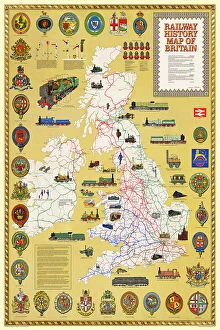 Maps Fine Art Print Collection: Pictorial History Railway Map of Britain