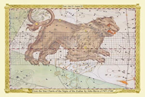 Astronomy, Celestial and Star Charts Mouse Mat Collection: Signs of the Zodiac in Early Color by John Bevis ÔÇô Leo ÔÇô July 23 ÔÇô August 22
