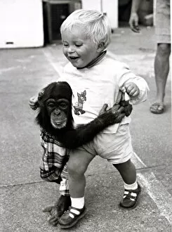 Chimpanzee Collection: Baby Carl and Fibber McGhee the Chimpanzee - September 1969 Junior member of