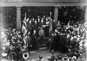 Hillingdon Collection: Crowds massed on the steps of Uxbridge Town Hall to hear the proclamation that King