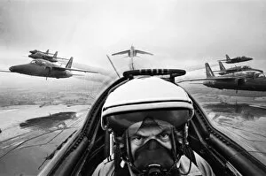 Red Arrows Photographic Print Collection: Daily Herald photographer Ron Burton in the cockpit of a Folland Gnat aircraft of the RAF