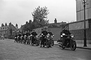 Richmond Collection: A group of police motorcyclists begin their first days duty in Hampton Middlesex
