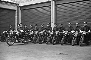 Richmond Collection: A group of police motorcyclists receive a final briefing at Hampton Police Station