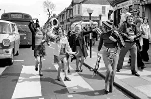 Ham Premium Framed Print Collection: Jubilant West Ham fans outside Newham Town Hall as the West Ham team arrive at the end
