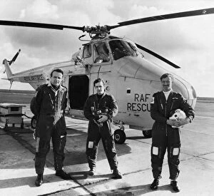 Aviation Fine Art Print Collection: Three members of the Air Sea Rescue team on standby duty at their RAF Brawdy base in