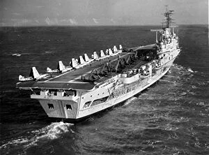 Royal Navy Collection: Ships - Ark Royal prepares for service - The aircraft carrier Ark Royal, launched in 1950