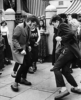 Velvet Collection: Teddy Boys dancing in the streets of North East Britain Picture taken
