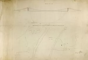 Clifton Collection: Clifton Suspension Bridge competition drawing 1, by Isambard Kingdom Brunel