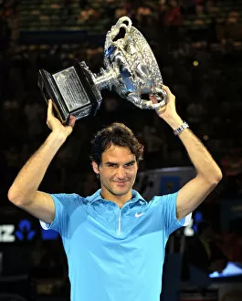 Tennis Photographic Print Collection: Roger Federer With Trophy
