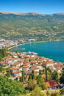 Lake Ohrid Framed Print Collection: Aerial viev of Ohrid old town city, Macedonia