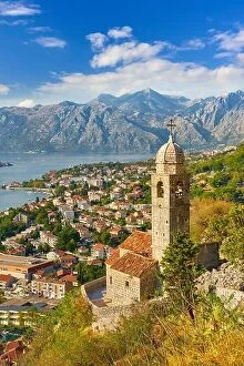 Montenegro Poster Print Collection: Aerial view of Kotor balkan village, Montenegro
