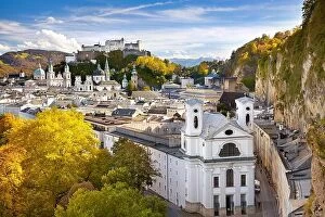 Austria Greetings Card Collection: Aerial view of Salzburg Old Town, Austria