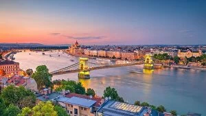 Hungary Jigsaw Puzzle Collection: Budapest, Hungary. Aerial cityscape image of Budapest panorama with Chain Bridge