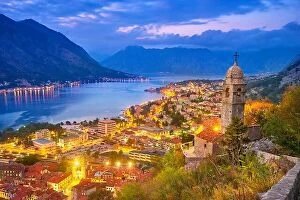 Twillight Collection: Evening view at Kotor Old Town, Montenegro