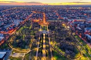 Landscape Collection: Galati, Romania - February 28, 2021: Aerial view of Galati City, Romania, at sunset with city lights
