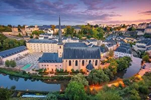 Luxembourg Pillow Collection: Luxembourg City, Luxembourg. Aerial cityscape image of old town Luxembourg City skyline during