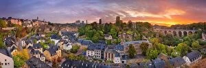 Rivers Photographic Print Collection: Luxembourg City, Luxembourg. Panoramic cityscape image of old town Luxembourg City skyline during