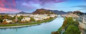 Austria Photo Mug Collection: Panoramic aerial view of Salzburg city, Austria