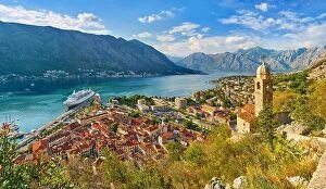 Montenegro Canvas Print Collection: Panoramic view of Kotor Bay, Montenegro