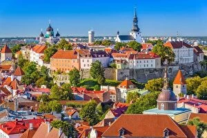 Steeples Collection: Tallinn, Estonia old city skyline