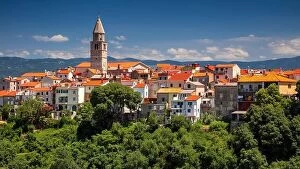 Croatia Photo Mug Collection: Vrbnik, Croatia. Panoramic cityscape image of iconic village of Vrbnik