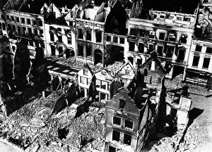 Germany Pillow Collection: Air view of the demolished houses in the town of Termonde, after the German occupation