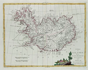 Iceland Poster Print Collection: Iceland divided into its districts, engraving by G. Zuliani taken from Tome III of the 'Newest
