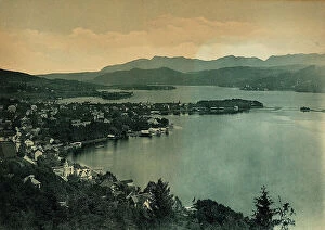 Austria Photo Mug Collection: Panoramic view of Portschach on lake Worther, in Austria